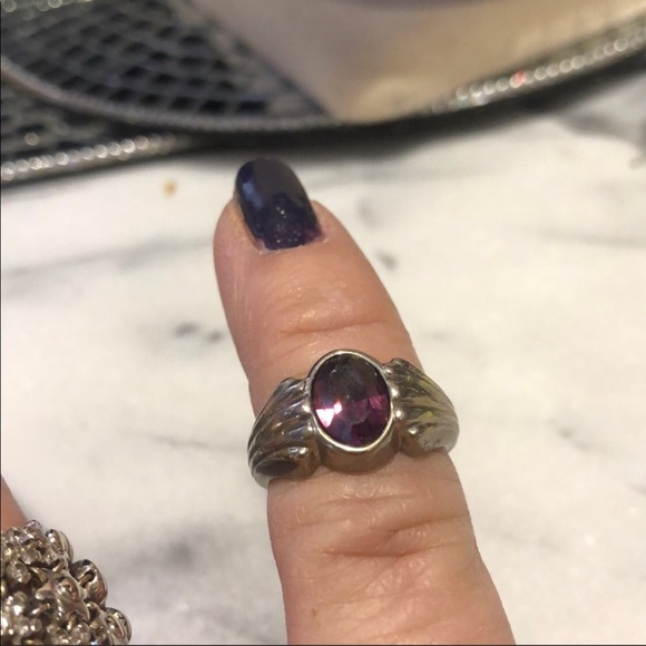 Vintage Amethyst Oval Faceted Silver Ring,sz 6, 7, 8 or 10 - Picture 2 of 9